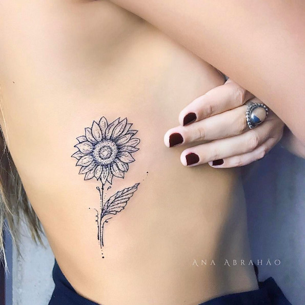 Sunflower tattoo by Ana Abrahao