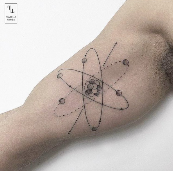 Molecular atom tattoo by Marla Moon