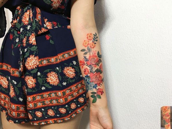 Self-harm scar-concealing tattoo by Zihee