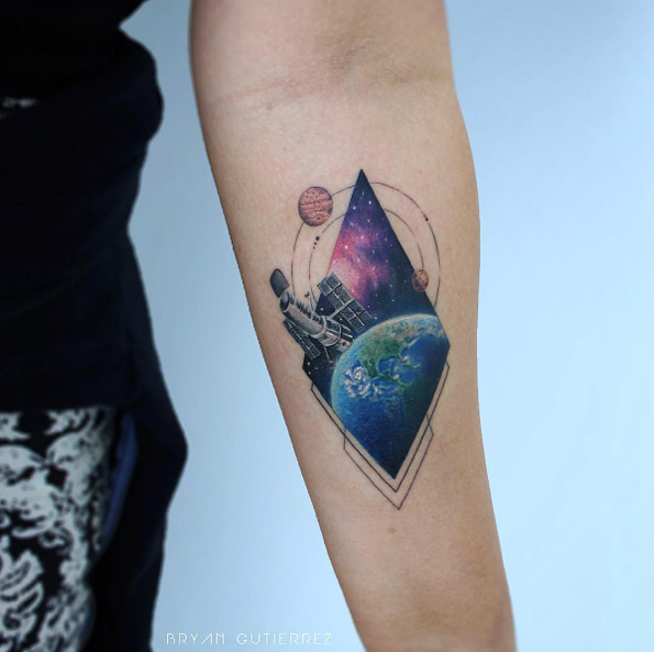 Hubble Space Telescope tattoo by Bryan Gutierrez
