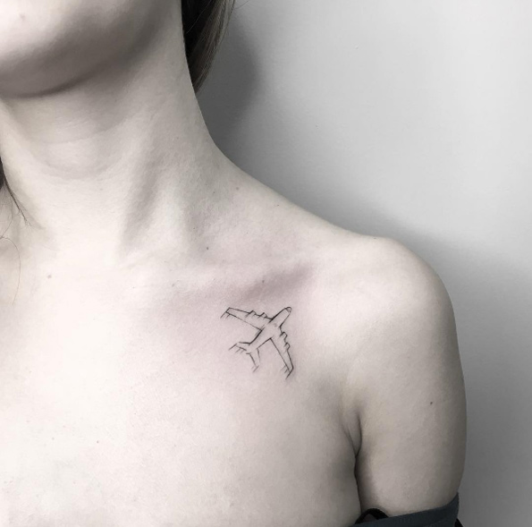 Airplane tattoo by Shpadyreva Julia