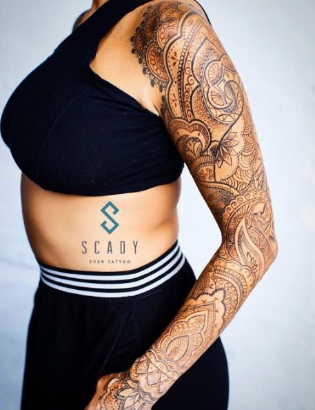 Paisley full sleeve tattoo by Scady Alyona