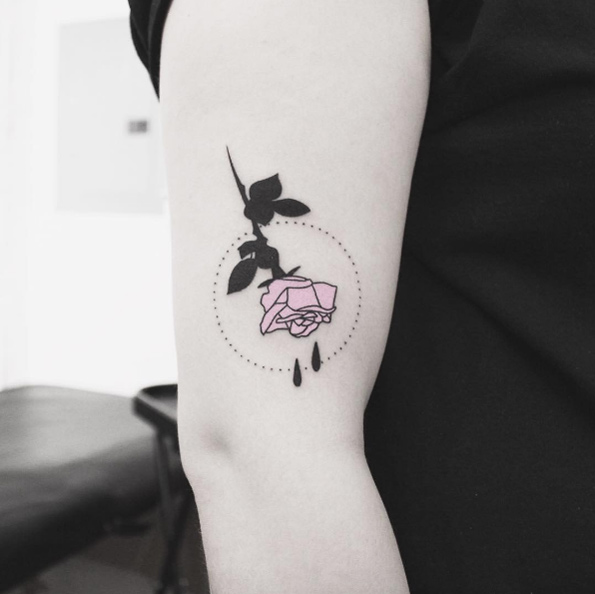 Hand poked rose by Brendon