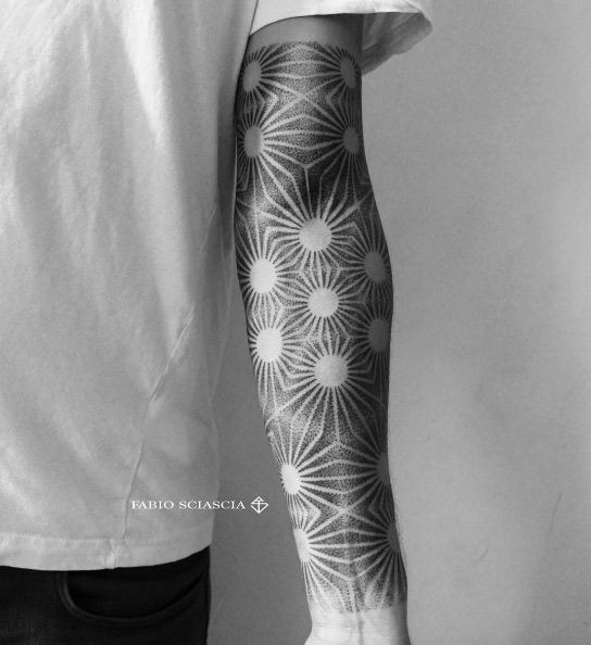 Dotwork sleeve tattoo by Fabio Sciascia