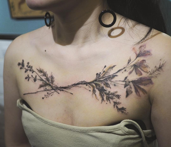 Floral chest piece by Nadi