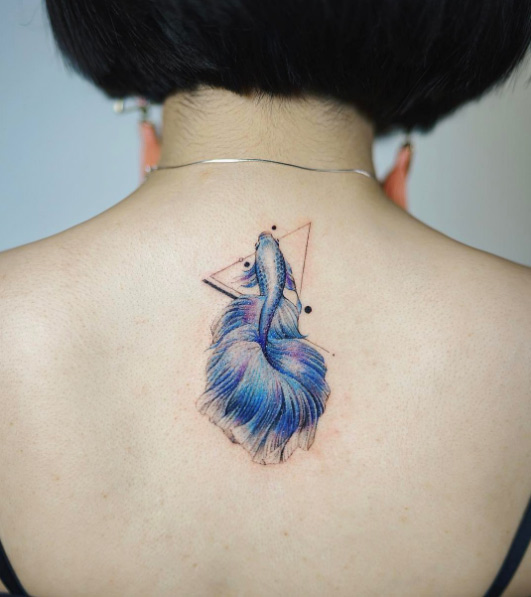 Blue betta fish tattoo by Nando