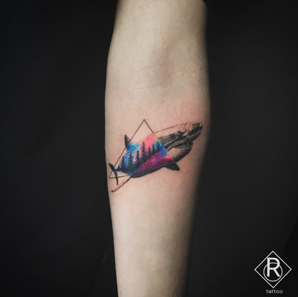 Creative shark tattoo by Resul Odabas
