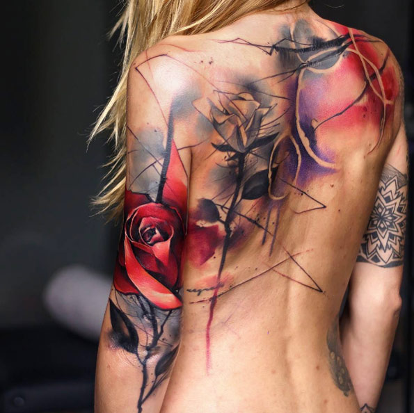 Abstract floral back piece by Uncl Paul Knows