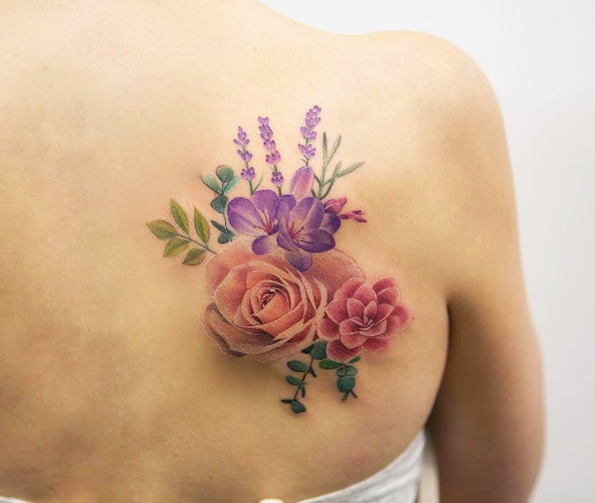 Charming floral back shoulder piece by Joice Wang