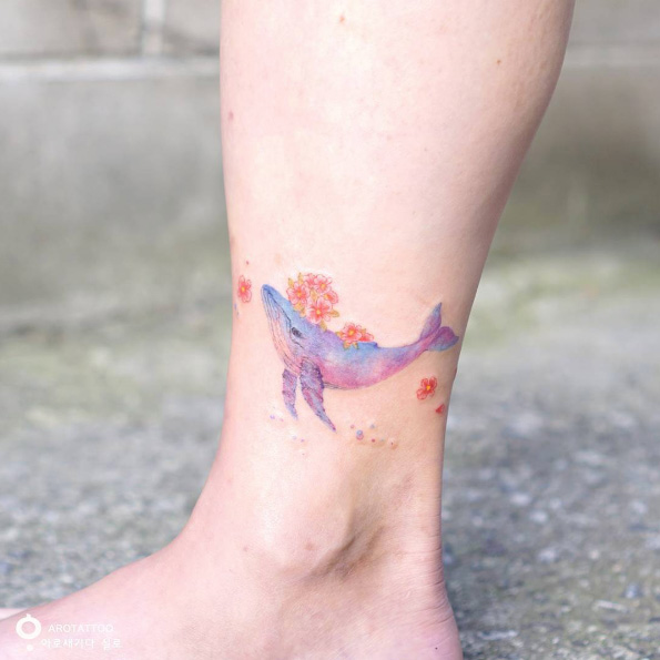 Adorable whale anklet by Tattooist Silo