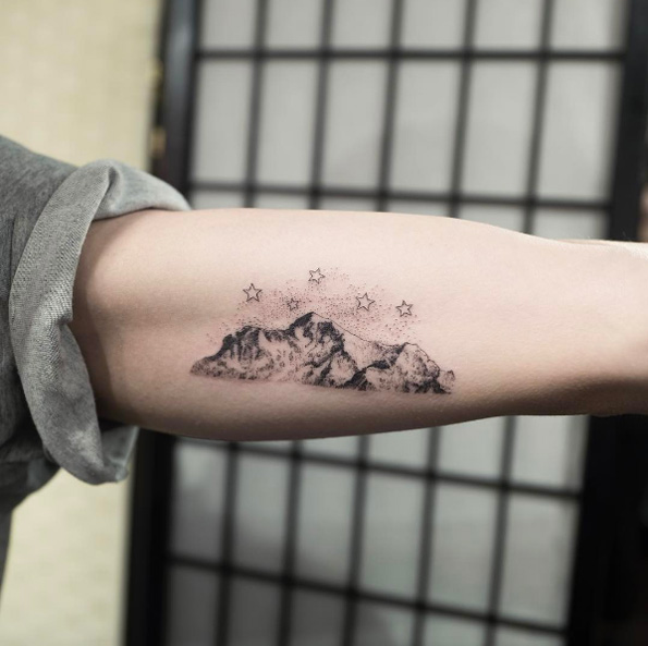 Magical mountain range tattoo by Hongdam
