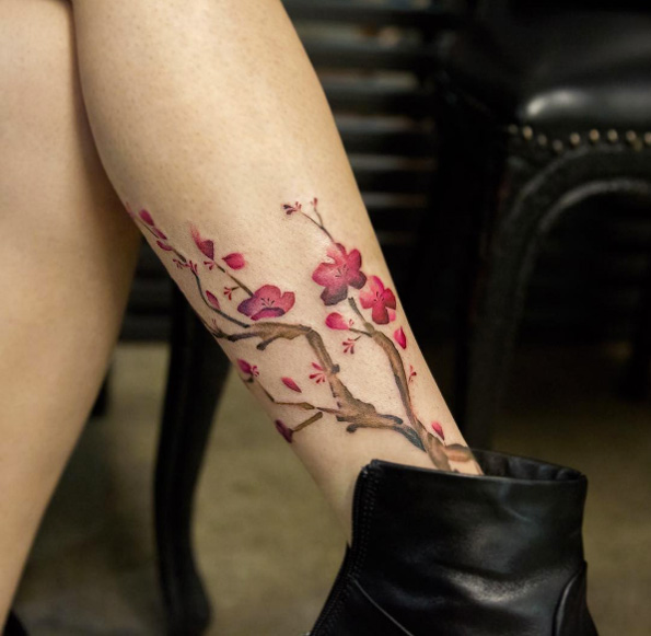 Cherry blossom tattoo by Georgia Grey