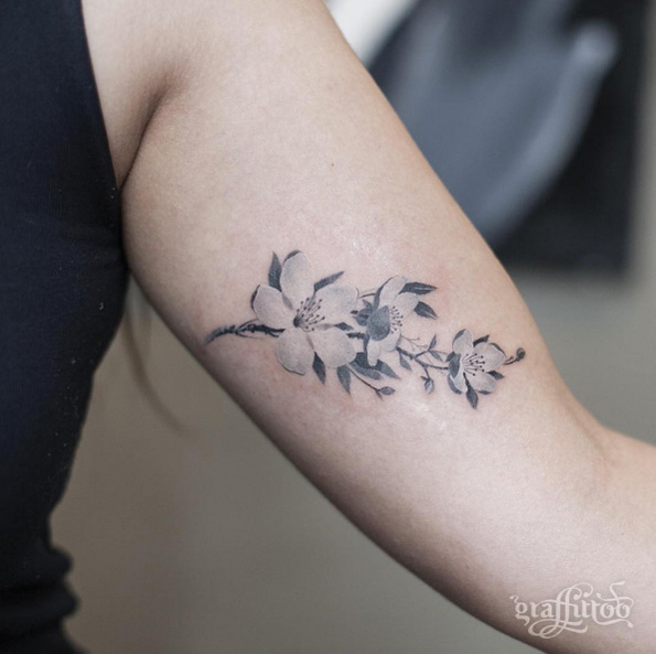White cherry blossoms by Tattooist River