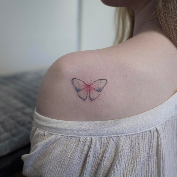 Gorgeous butterfly tattoo by Hongdam