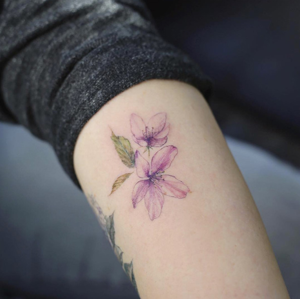 Watercolor cherry blossoms by Tattooist Flower