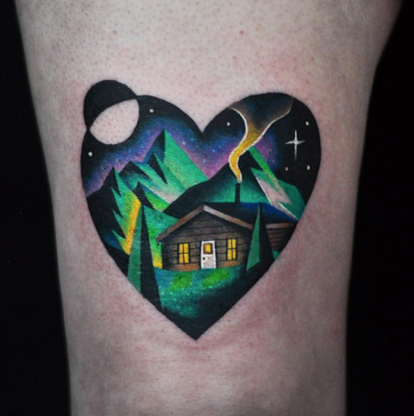 Awesome landscape tattoo by David Cote