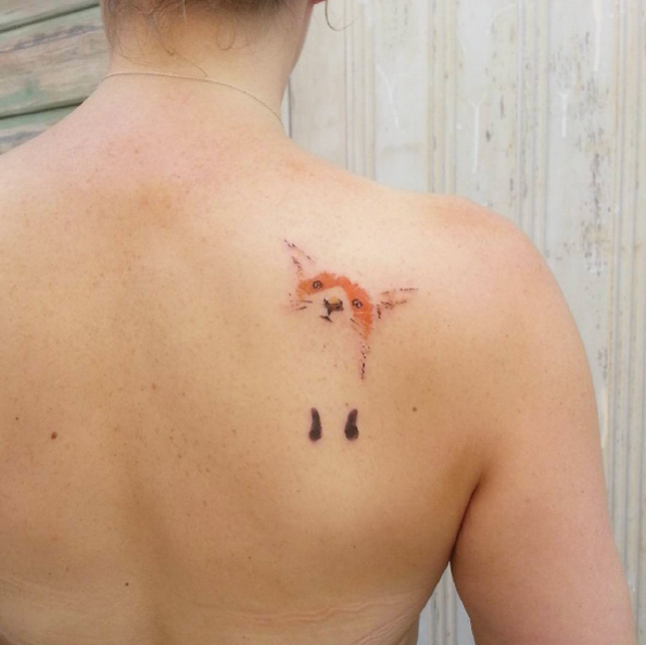 Cute fox tattoo by Jemka