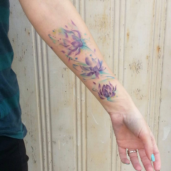 Water lilies on forearm by Jemka