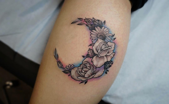 Floral crescent moon by Georgia Grey