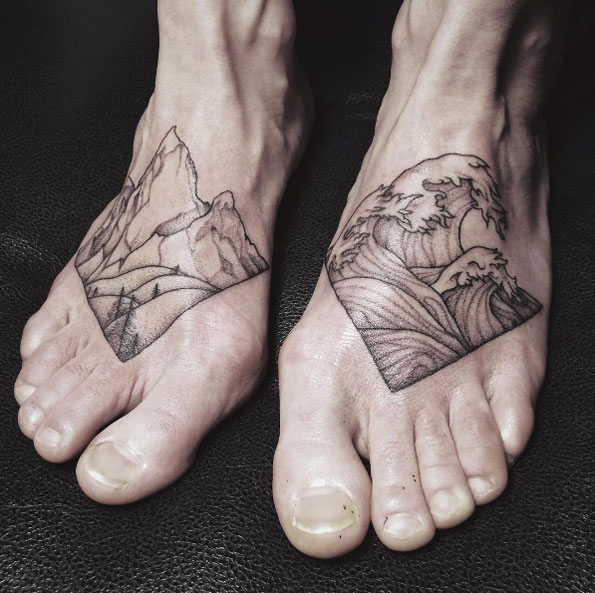 Top foot tats by Sasha Tattooing