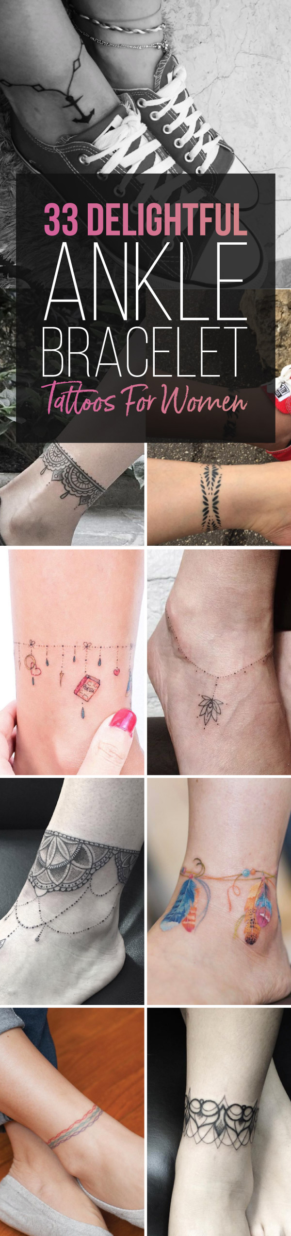 33 Delightful Ankle Bracelet Tattoos for Women