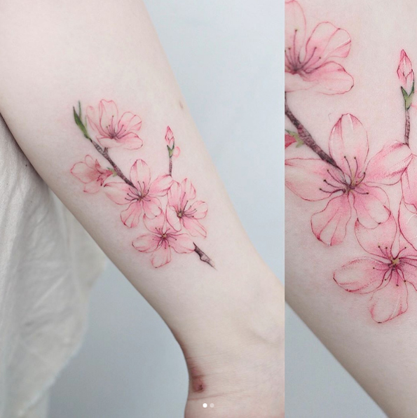 Cherry blossom tattoo by Anzo