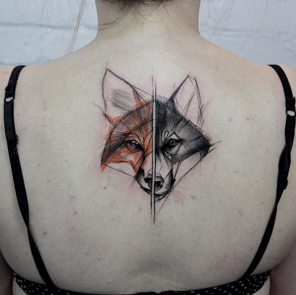 Fox tattoo by Kamil Mokot