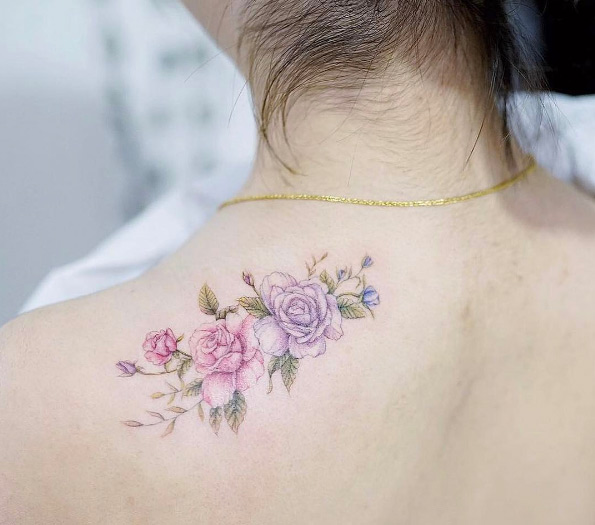 Vibrant floral bouquet by Hello Tattoo