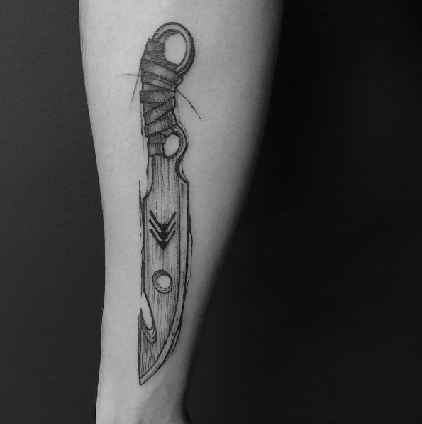 Knife tattoo by Ricardo Da Maia