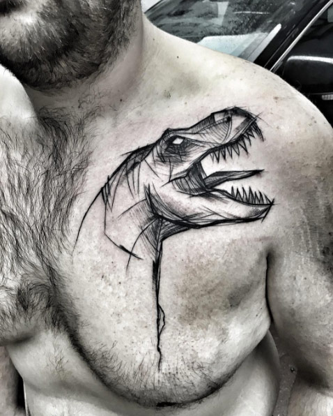 Dinosaur tattoo by Inez Janiak