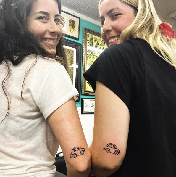 Matching road trip tattoos via The Roaming Vegan