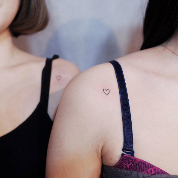 Matching mini heart tattoos by Witty Button