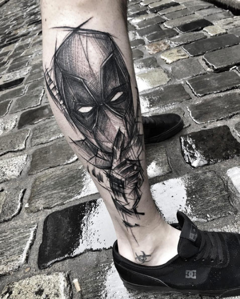 Deadpool tattoo by Inez Janiak