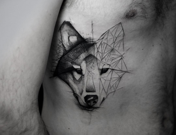 Wolf tattoo by Kamil Mokot