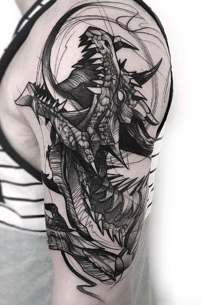 Sketch style dragon by Felipe Mello