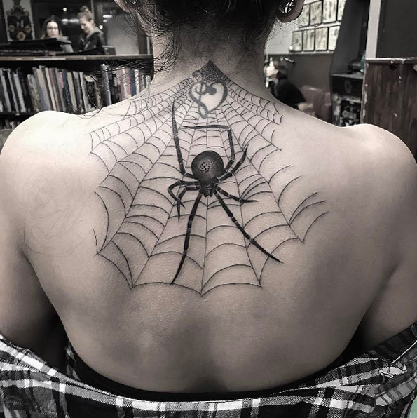Spider web back piece by Isaiah Negrete