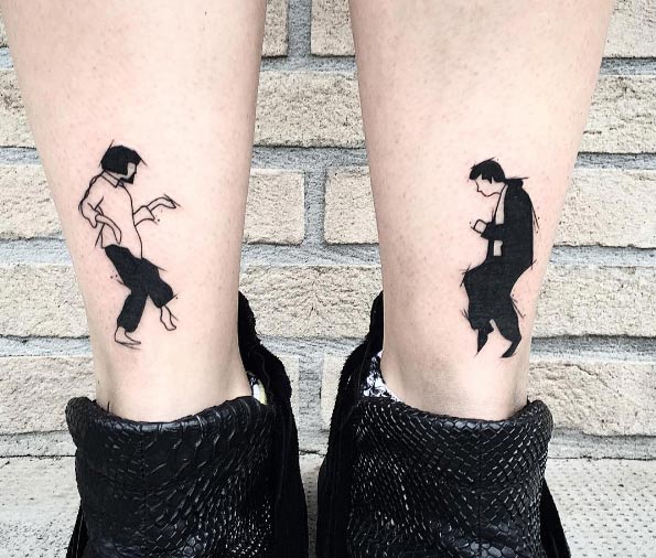 Sketch style Pulp Fiction tattoo by Andrea Bombayfoor