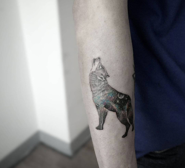 Galaxy wolf tattoo by Otheser