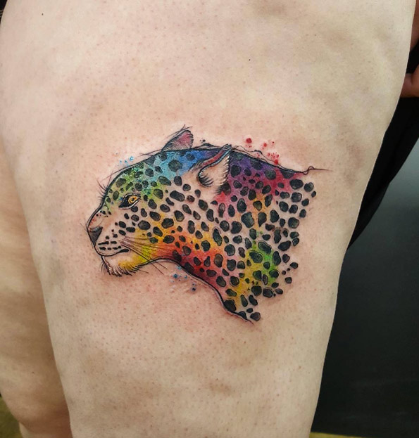 Cool cheetah tattoo by Cynthia Sobraty