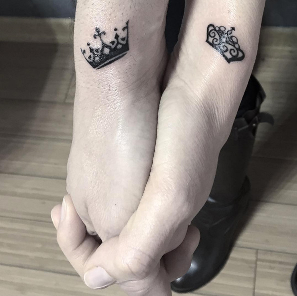 His and hers crown tattoos by Caglar
