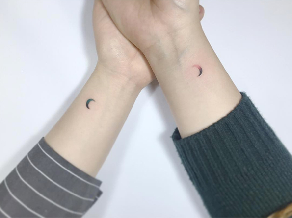 Matching moons by Playground Tattoo