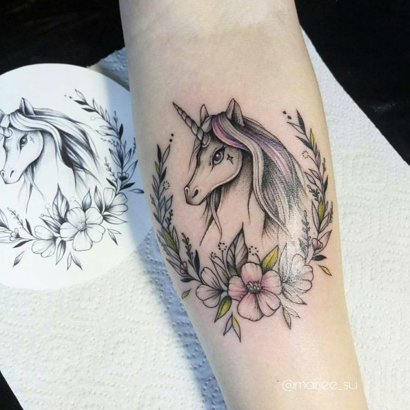 Unicorn tattoo by Masha