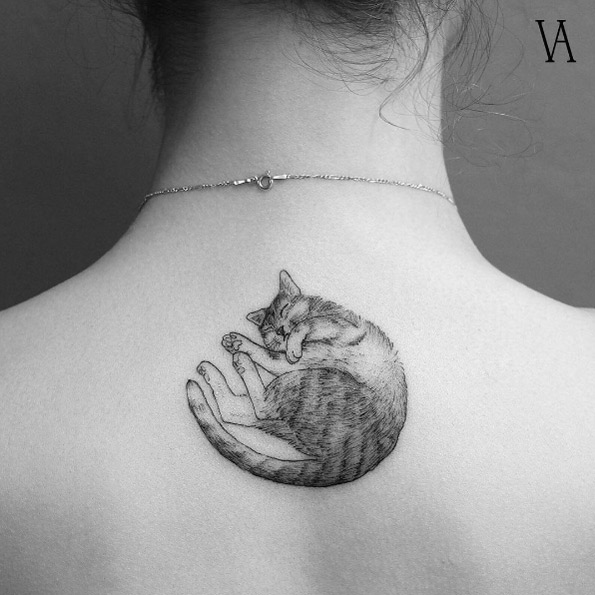 Cat tattoo by Violeta Arus
