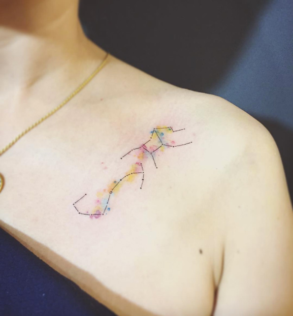 Colorful constellation tattoo by NumaAn