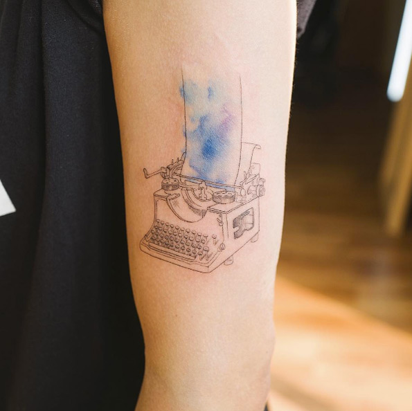 Typewriter tattoo by Sol Art