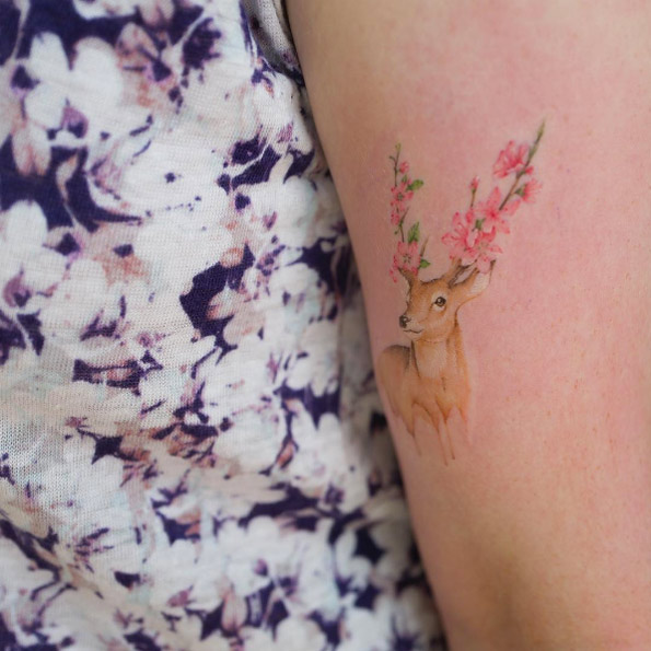 Summer stag tattoo by Sol Art