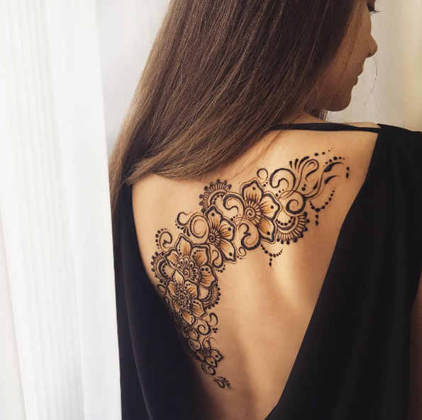 Beautiful henna back piece by Anna