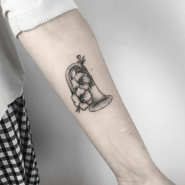 Trumpet tattoo by Mongo