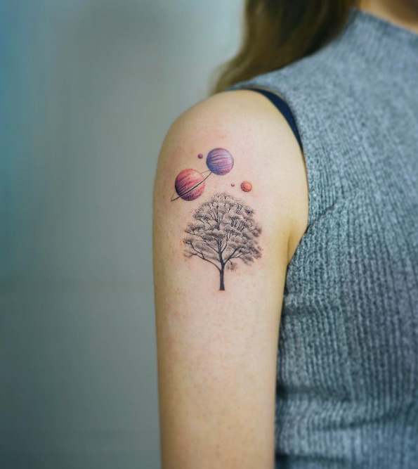 Tree and planets by Nando