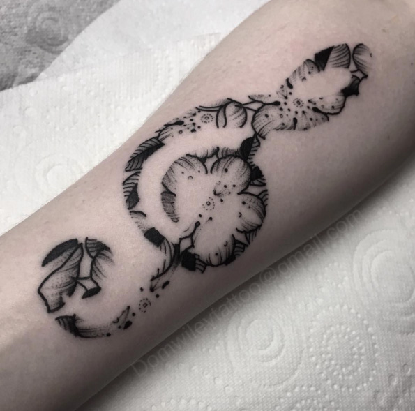 Floral treble clef by Dom Wiley